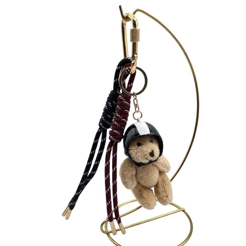 Football Helmet Light Tan Teddy Bear Purse Bag Charm Keychain Maroon Black White